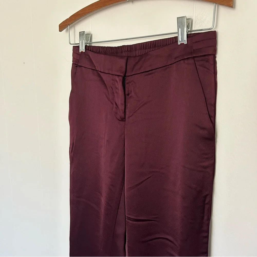 White‎ House Black Market WHBM Silky Tulip Hem Pants Port Maroon Size 00 NWT - Picture 6 of 6